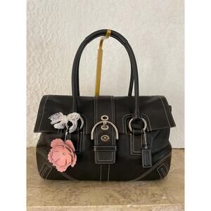 Vtg Coach Hampton soho black Flap Bag F08A11 Satchel/Carryall